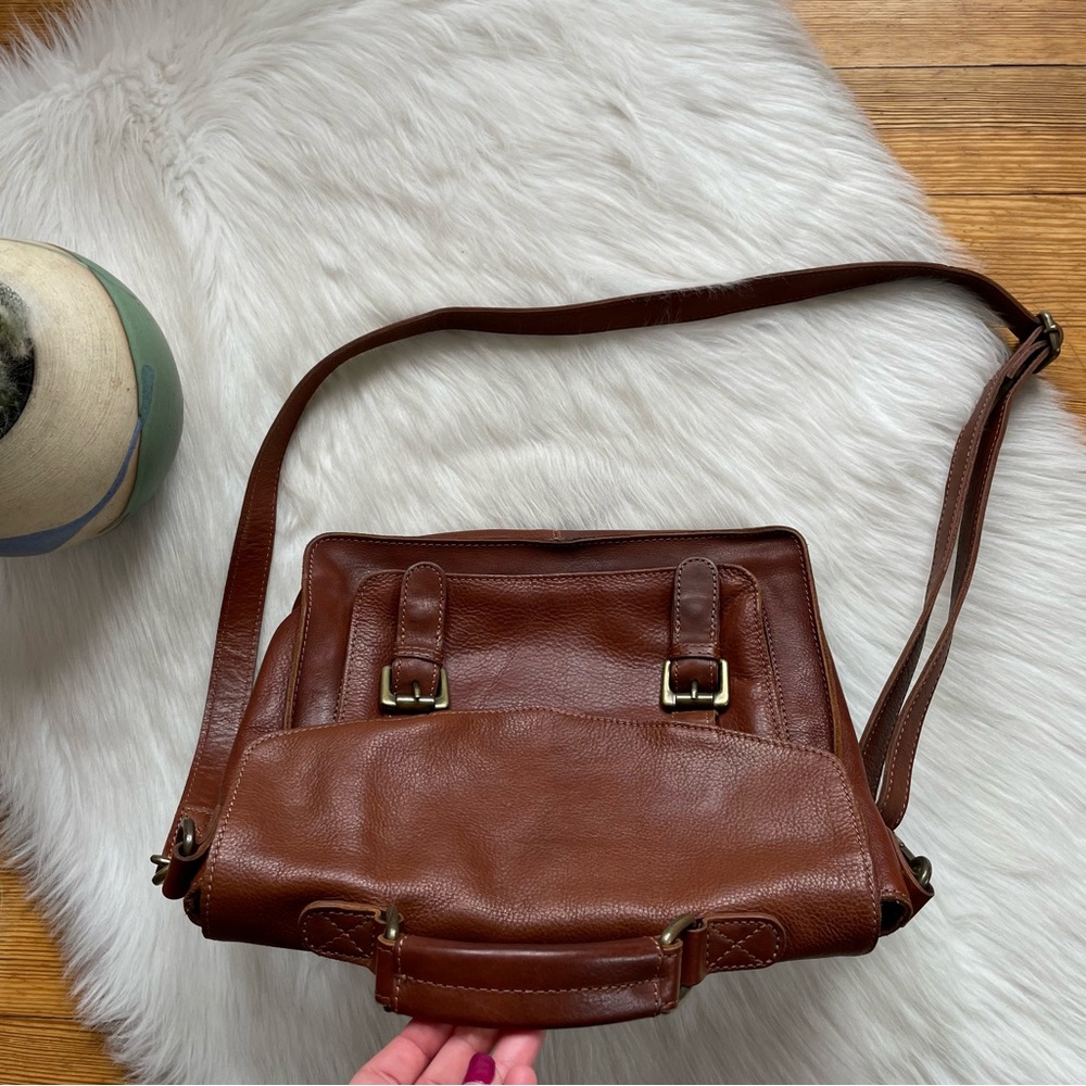 Fat Face Brown Leather Satchel Crossbody Bag - Picture 11 of 13